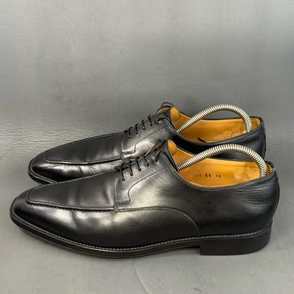 Santoni Men’s Size 10 Black Leather Dress Shoes – Made in Italy