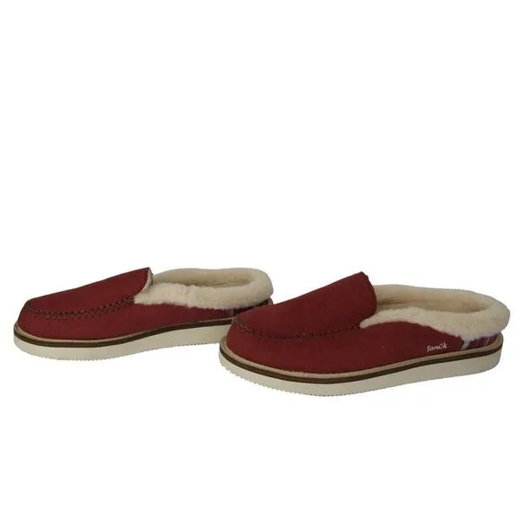 SANUK WOMEN'S COZY VIBE SLIP ON SLIPPERS IN BURNT HENNA SZ 9