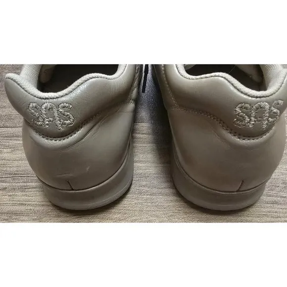 SAS Leather Comfort Walking Shoes Beige Lace Up Cushioned Size 7W