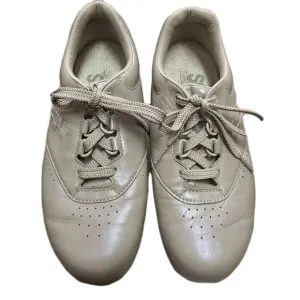 SAS Leather Comfort Walking Shoes Beige Lace Up Cushioned Size 7W