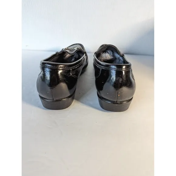 SAS METRO Horsebit Loafers Womens Size 8 Black Patent Leather Tripad Flats Shoes