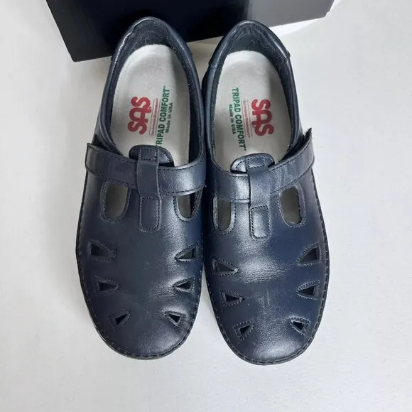 SAS Roamer Womens Size 7.5‎ Wode Mary Jane Blue Leather Orthopedic Comfort Shoes