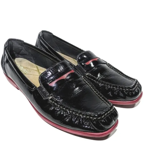 SAS Shoes Women's orthopedic Penny Slip On Penny Loafer Red on Black Sz 9.5
