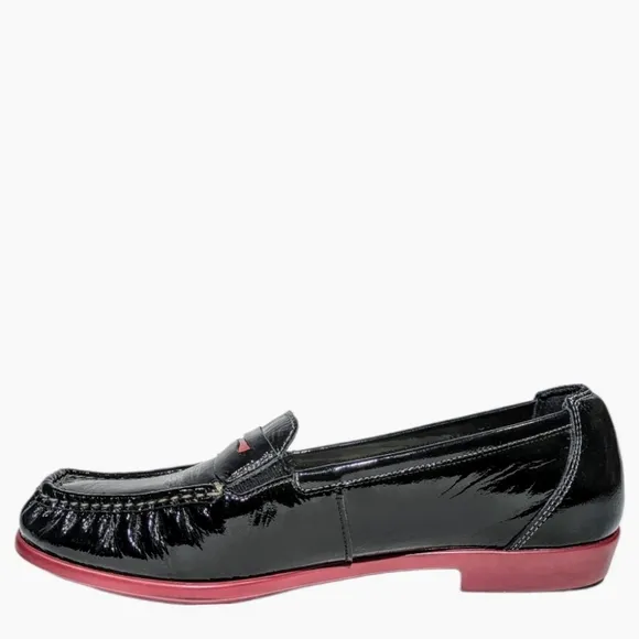 SAS Shoes Women's orthopedic Penny Slip On Penny Loafer Red on Black Sz 9.5