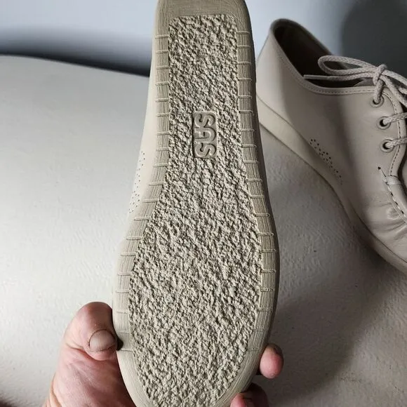 SAS SIESTA Size 10 Beige LEATHER Comfort Shoe Hand Sewn USA Genuine Leather