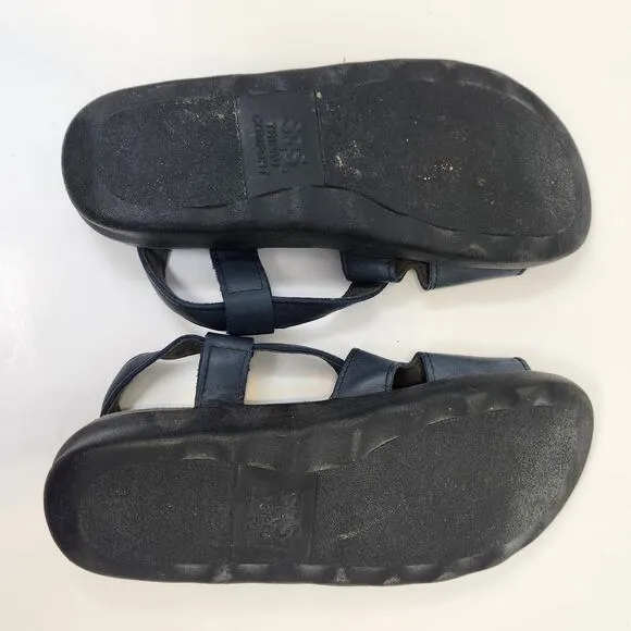 SAS Women Huggy Cross Strap Sandal Blue Leather Size 8 N Tripad Comfort Shoes