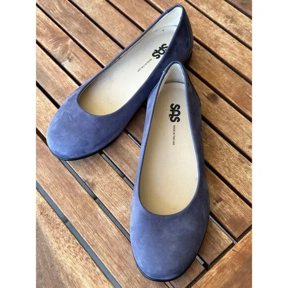 SAS Women’s 7W Scenic Ballet Flats Suede Leather Cosmic Blue Orthopedic Shoes