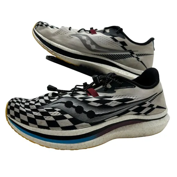 Saucony Endorphin Pro 2 Mens 13 Checkered Running Shoes Sneakers Gym S20687-40