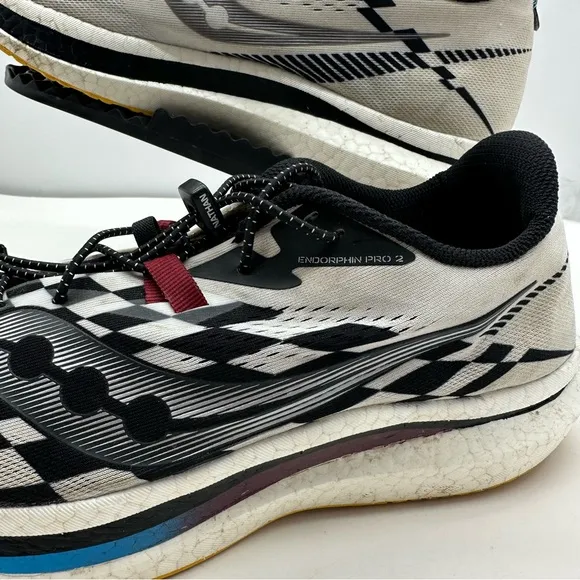 Saucony Endorphin Pro 2 Mens 13 Checkered Running Shoes Sneakers Gym S20687-40