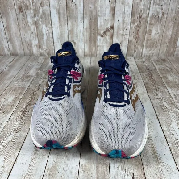 Saucony Men's PWRRun  Performance Running Shoes Navy Gold Pink size 13‎