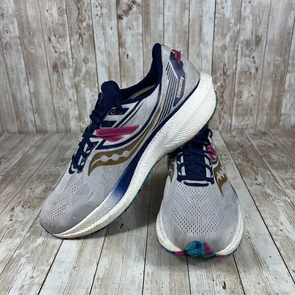 Saucony Men's PWRRun  Performance Running Shoes Navy Gold Pink size 13‎