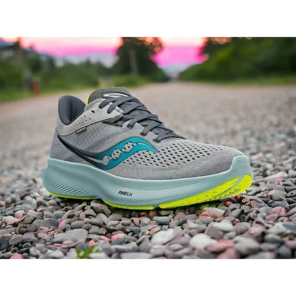 Saucony Running Gym Shoes Ride 16 Gray Palm S20830 Mens 9 Worn Once Fast Ship