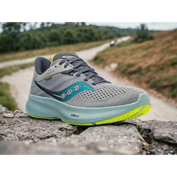 Saucony Running Gym Shoes Ride 16 Gray Palm S20830 Mens 9 Worn Once Fast Ship