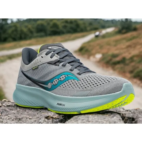 Saucony Running Gym Shoes Ride 16 Gray Palm S20830 Mens 9 Worn Once Fast Ship
