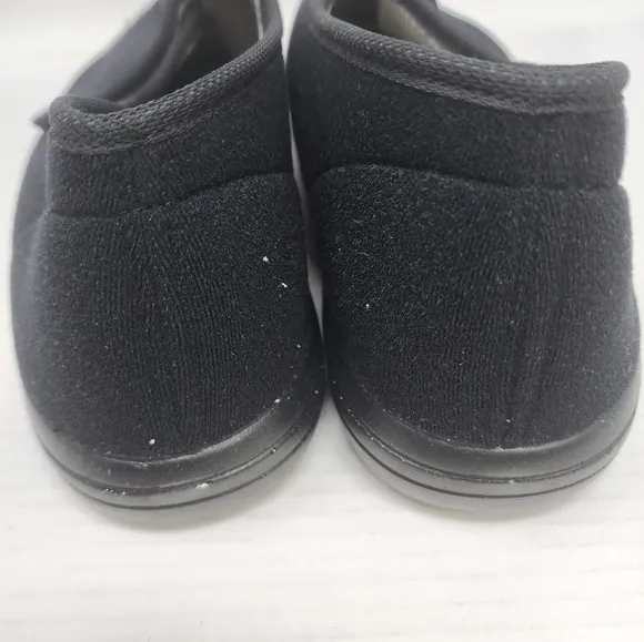 Schawos Men's Black Comfort Slippers Adjustable Support Size Men's 10.5