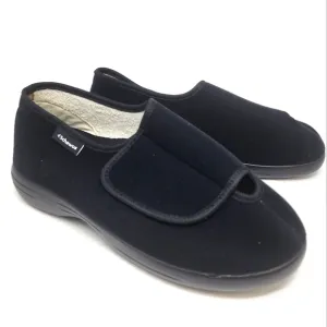 Schawos Men's Black Comfort Slippers Adjustable Support Size Men's 10.5