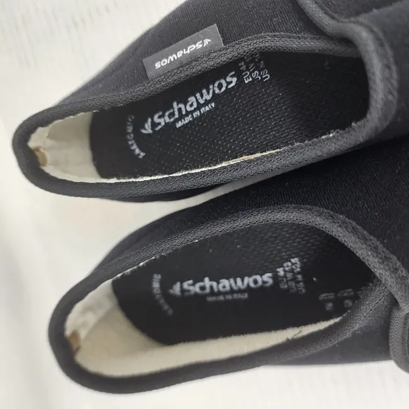 Schawos Men's Black Comfort Slippers Adjustable Support Size Men's 10.5