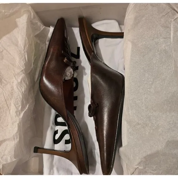 Schutz Cady Pump in Spotted Brown Leather EUC Size 9.5