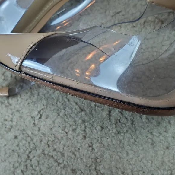 Schutz Eudora Pointed Toe Slingback Patent Leather &amp; Vinyl Pump, 11, Cle…