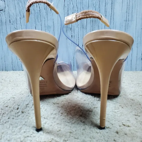 Schutz Eudora Pointed Toe Slingback Patent Leather &amp; Vinyl Pump, 11, Cle…