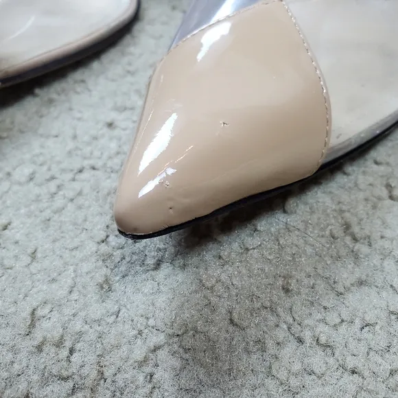 Schutz Eudora Pointed Toe Slingback Patent Leather &amp; Vinyl Pump, 11, Cle…