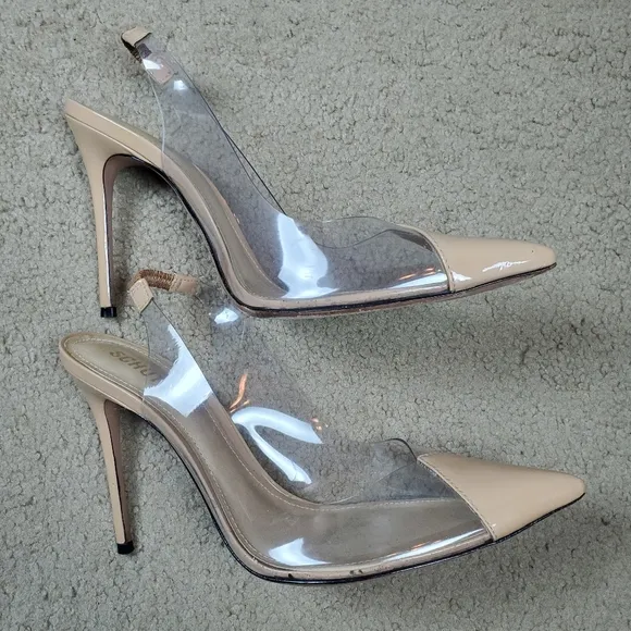 Schutz Eudora Pointed Toe Slingback Patent Leather &amp; Vinyl Pump, 11, Cle…