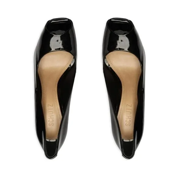 Schutz Zelda Platform Patent Leather Peep Toe Pumps / Shoes Size: 9.5 NIB