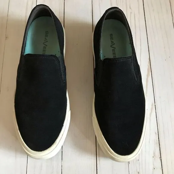 SeaVees Baja Platform Size 8.5 slip on black suede shoes comfortable