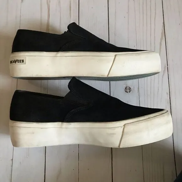 SeaVees Baja Platform Size 8.5 slip on black suede shoes comfortable