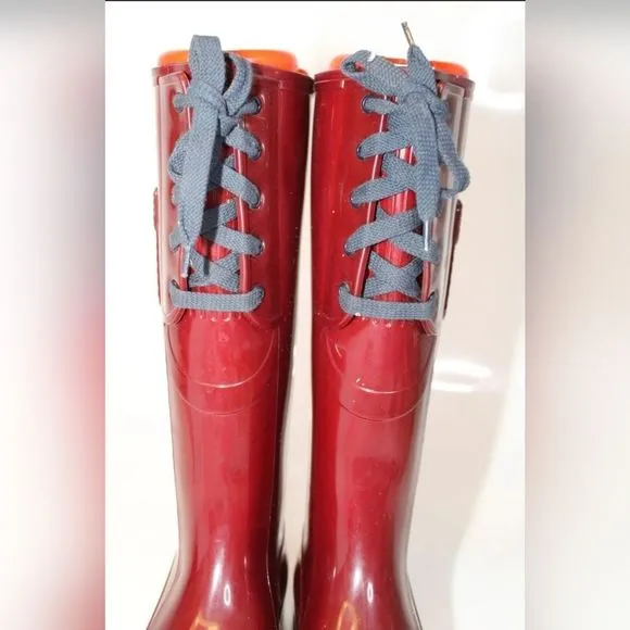 SEE BY CHLOE ITALY WATERPROOF RED TALL BOOTS. EXCELLENT 38