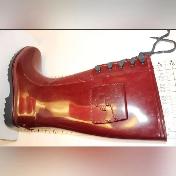 SEE BY CHLOE ITALY WATERPROOF RED TALL BOOTS. EXCELLENT 38