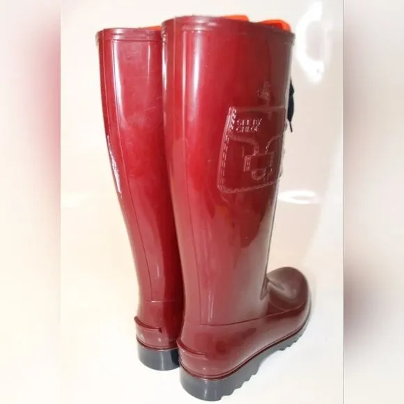 SEE BY CHLOE ITALY WATERPROOF RED TALL BOOTS. EXCELLENT 38
