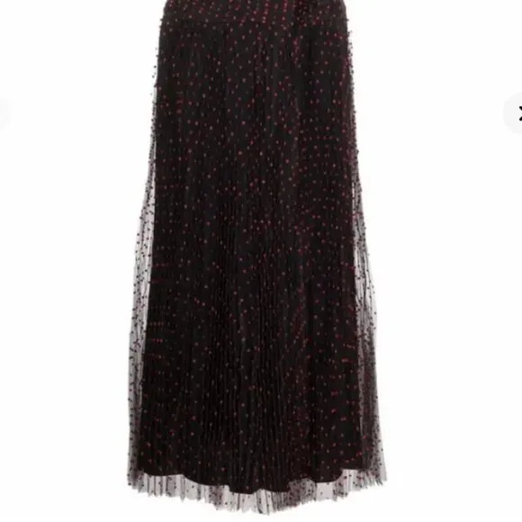 Self-Portrait Black Red Polka Dot Tulle Maxi Dress S $625