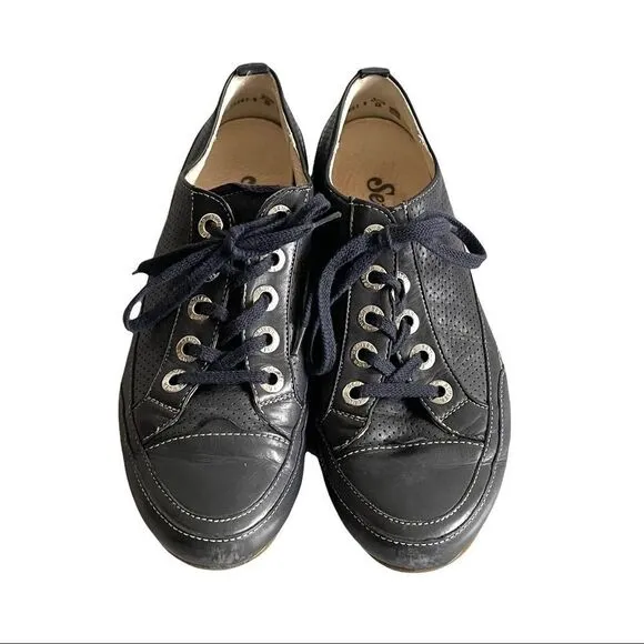 SEMLER SELECT Germany Blue Leather Lace Up Casual Sneaker Walking Shoes 6.5