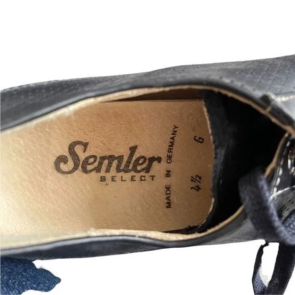 SEMLER SELECT Germany Blue Leather Lace Up Casual Sneaker Walking Shoes 6.5