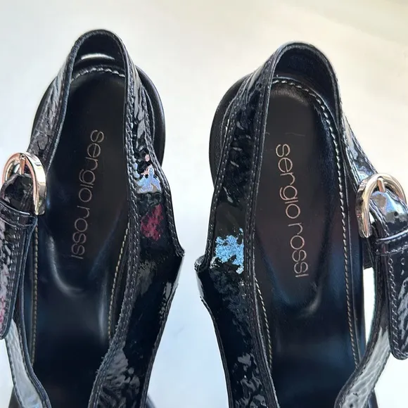 Sergio Rossi Patent Leather Shoes. Black. Size 8.