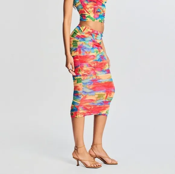 SER.O.YA INDIA MIDI SKIRT in Abstract Palm