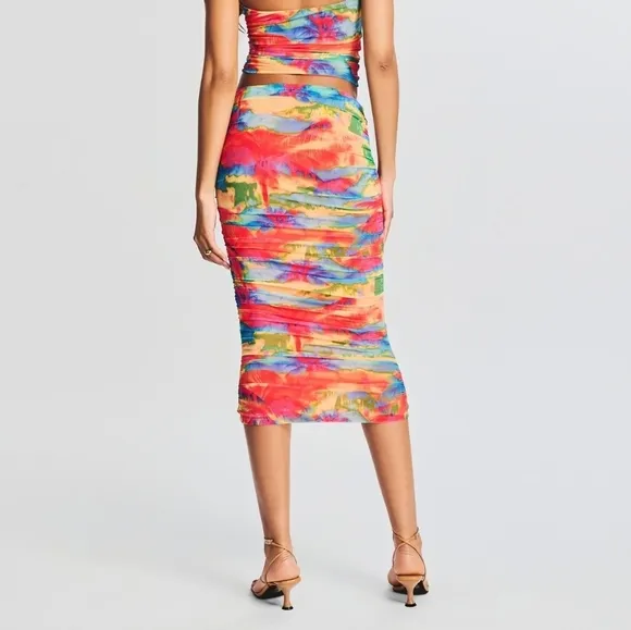 SER.O.YA INDIA MIDI SKIRT in Abstract Palm