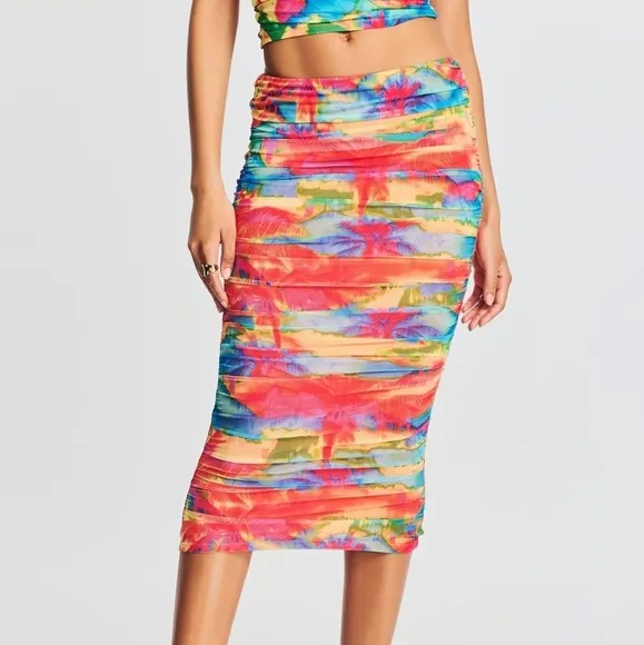 SER.O.YA INDIA MIDI SKIRT in Abstract Palm