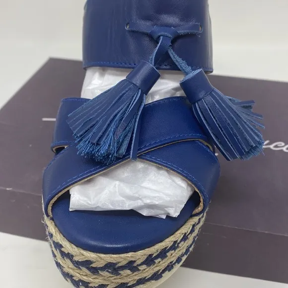 SESTO MEUCCI Women's Navy Blue Inka Espadrille Platform Sandals Shoes Size US 9M