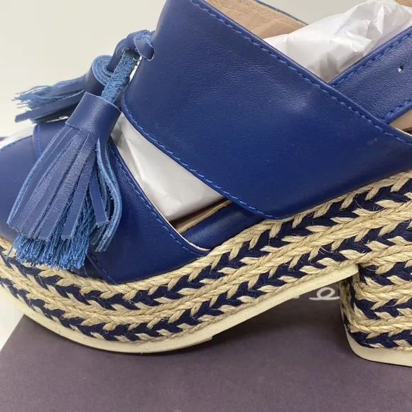 SESTO MEUCCI Women's Navy Blue Inka Espadrille Platform Sandals Shoes Size US 9M
