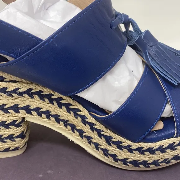 SESTO MEUCCI Women's Navy Blue Inka Espadrille Platform Sandals Shoes Size US 9M