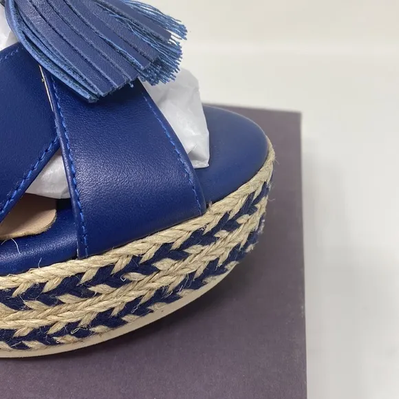 SESTO MEUCCI Women's Navy Blue Inka Espadrille Platform Sandals Shoes Size US 9M