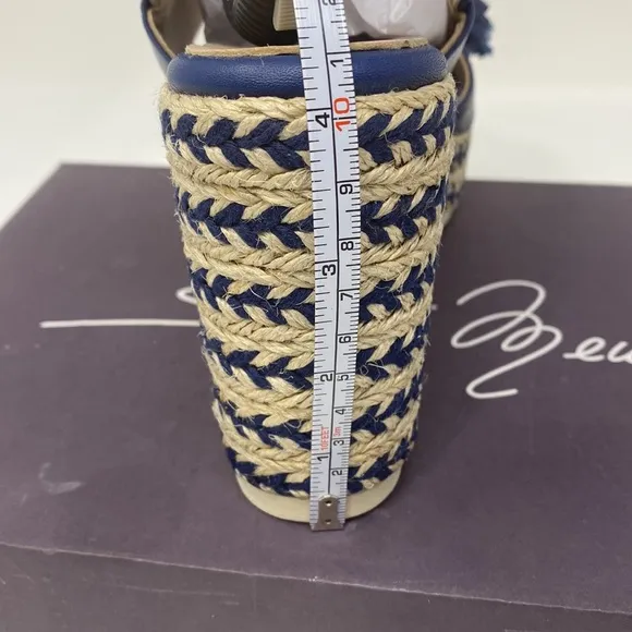 SESTO MEUCCI Women's Navy Blue Inka Espadrille Platform Sandals Shoes Size US 9M