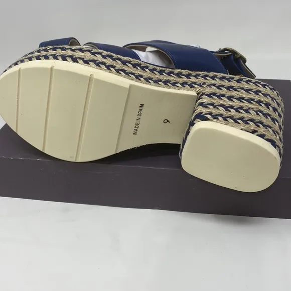 SESTO MEUCCI Women's Navy Blue Inka Espadrille Platform Sandals Shoes Size US 9M