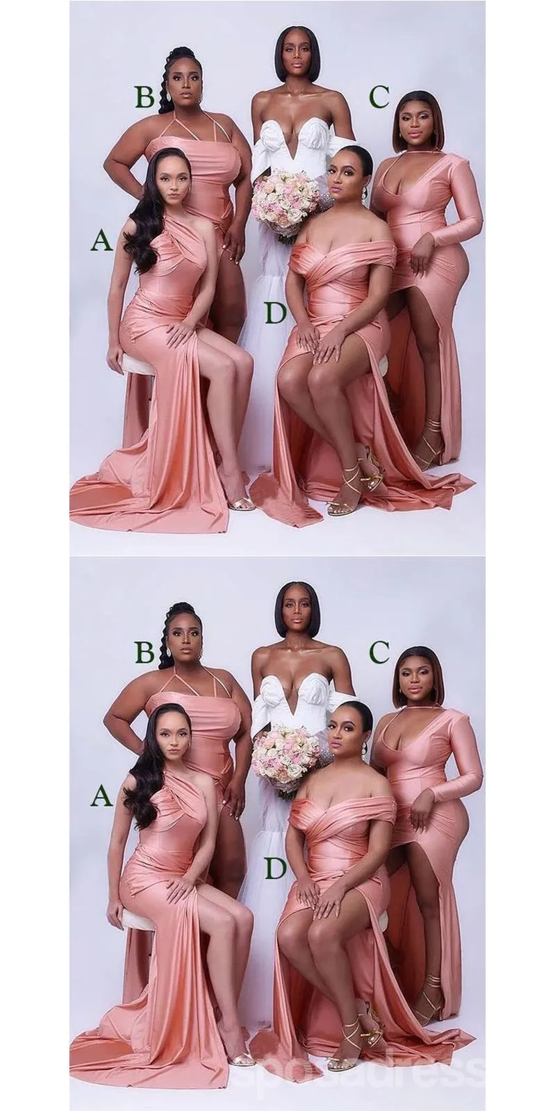 Sexy Mermaid Side Slit Cheap Maxi Long Bridesmaid Dresses Online,WG1696