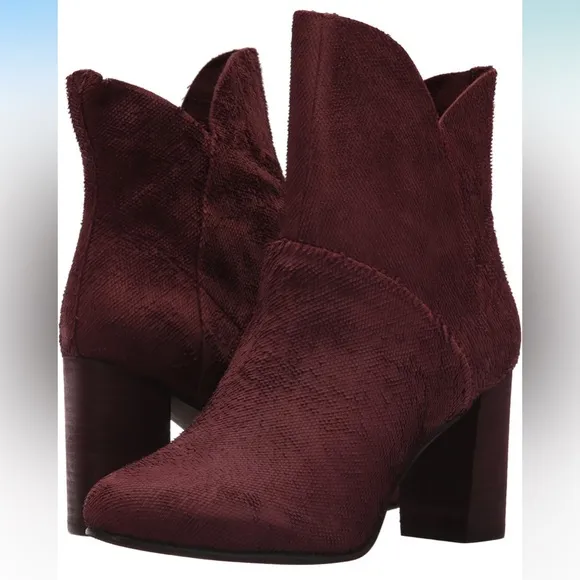 Seychelles Prop Boots Burgundy Textured Nubbed Suede Booties Anthropologie Sz 8