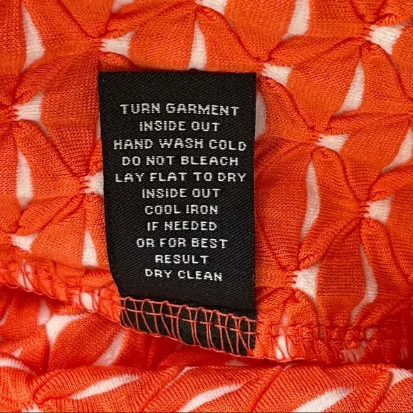 SHARAGANO Belted Knit A-Line Dress Orange and Ivory Size 16