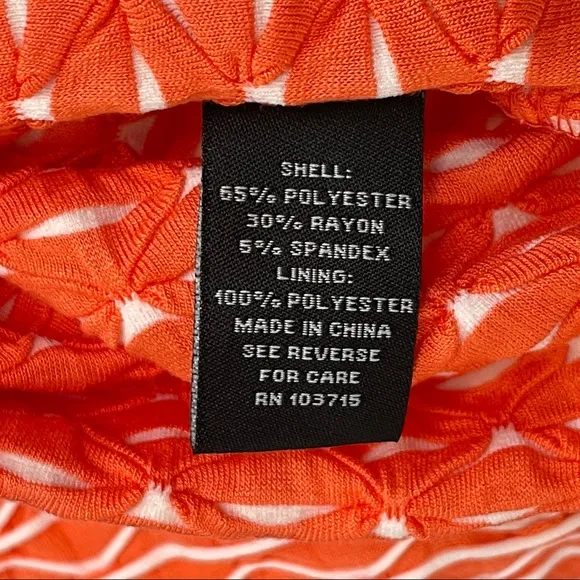 SHARAGANO Belted Knit A-Line Dress Orange and Ivory Size 16