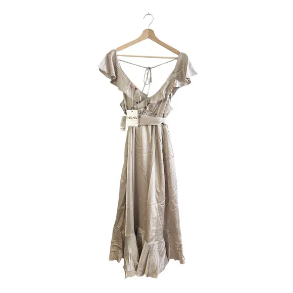 Show Me Your Mumu Samantha Ruffle Wrap Dress Show Me The Ring Luxe Satin S NWT
